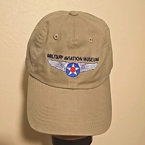 Military Aviation Museum logo basecall cap adjustable khaki unisex